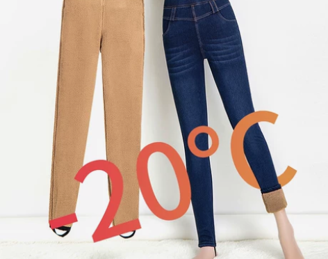 加绒牛仔裤女2022年新款羊羔绒高腰小脚裤...