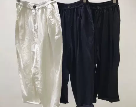 ?高品质一粒扣纯麻奶奶裤 tt织品棉麻裤，...