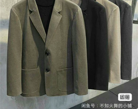 【小西装】加厚秋冬季帅气韩版毛呢西服复古休...