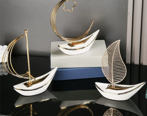 饰品装饰一帆风顺乘风破浪月亮船现代轻奢办公...
