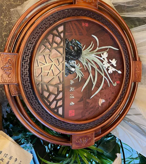 置换一个取暖器,新中式玉雕画,家庭玄关,茶...