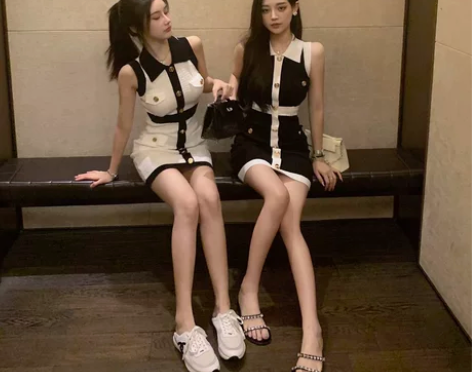 luna潞娜 polo领无袖针织连衣裙女夏...