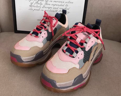 2022新款复古刺绣拼色厚底老爹鞋女百搭运...