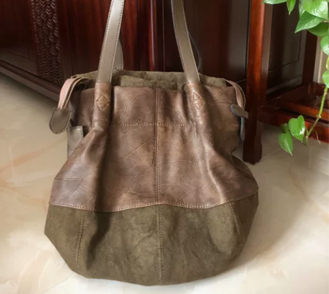 女士单肩水桶包,时尚流行色, 军绿色带暗纹...