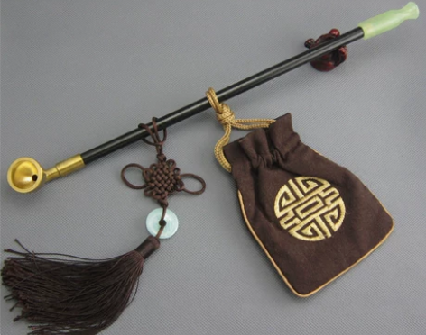 艾宝老式纯铜大号旱烟袋锅子玉石烟嘴实木长烟...