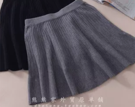 秋冬外贸针织半身A字裙伞裙松紧显瘦打底百…...