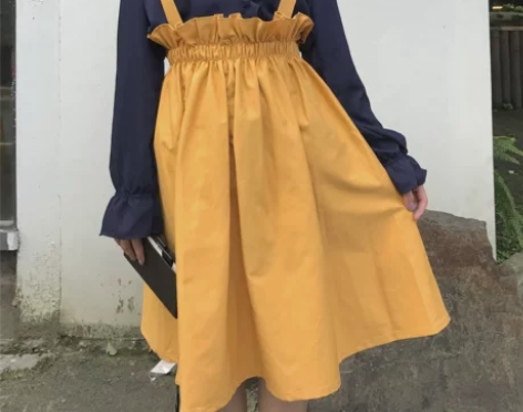 -ELIM原创自制-夏季新品学院风背带蛋黄...