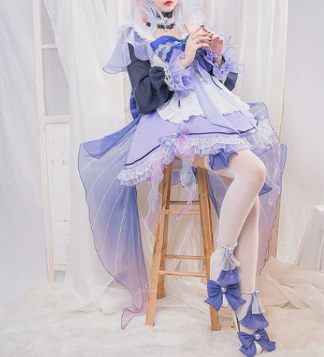 标价左右收一套l衣服+假发的悠窝窝女仆甘雨...