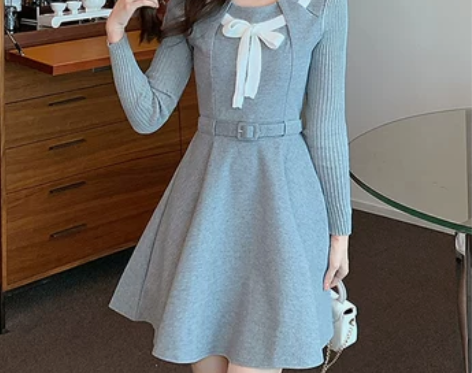 毛呢裙连衣裙女秋冬季2022新款小个子长袖...