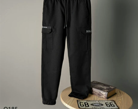 抽绳松紧腰+弹力束脚裤秋冬男士卫裤 青春时...