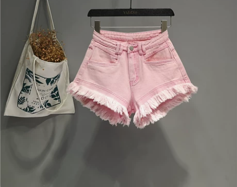 网红同款粉色A字休闲短裤潮款百搭ins潮阔...