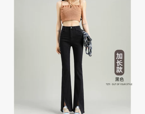 【上新价】开叉复古微喇牛仔裤女秋季2022...