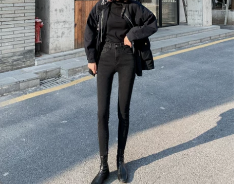 高腰牛仔裤女秋冬 显瘦显高紧身百撘小脚铅笔...