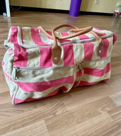 帆布真皮手柄短途旅行包 闲置，用过1-2次...