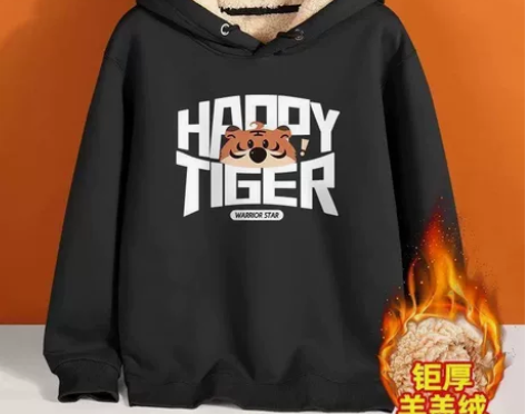 加绒加厚连帽卫衣男2022年冬季潮流学生情...