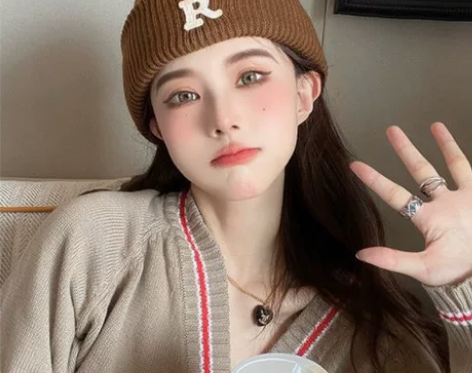 韩国ins时尚字母毛线帽女学生秋冬百搭保暖...