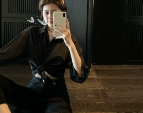 顽童大人  悄悄迷人的清凉蓝色衬衫女夏长袖...