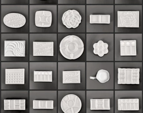 景德镇陶瓷长方形调色盘 水彩颜料碟 小长方...