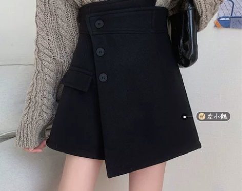 毛呢短裤女外穿秋冬新款设计感不规则靴裤高…...