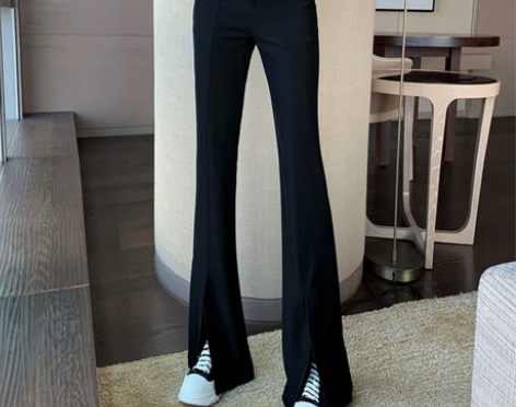开叉裤高腰微喇叭裤女加绒显瘦新款 血亏出！...