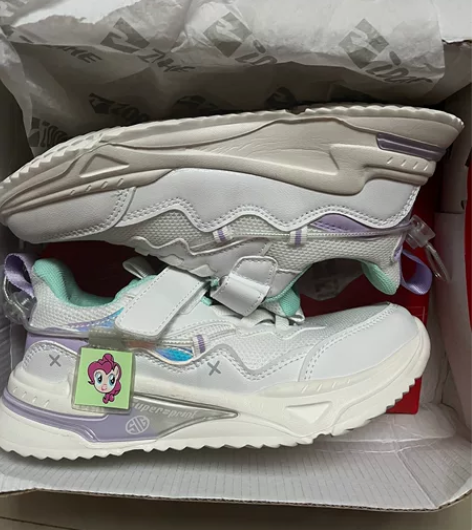 助兴zoohe 34码男女童白色老爹鞋，运...