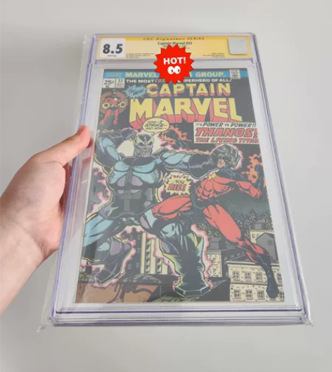 cgc评级8.5  74年黄砖签字 灭霸首...