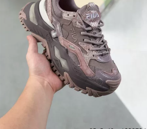 斐乐硬糖老爹鞋紫灰色@顶级版本 卡其色大实...