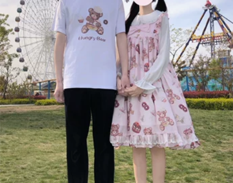 熊熊又饿了jsk粉色大码 裙子边夹3个短袖...