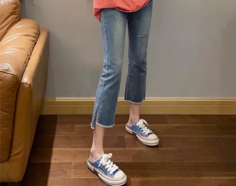 九分牛仔裤女2021年新款胖妹妹夏季春秋七...