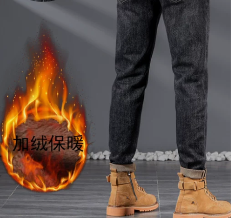 新疆棉超柔软加绒加厚牛仔裤男