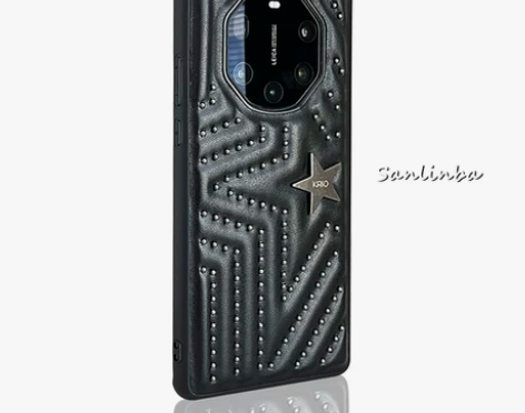 铆钉星星朋克重工金属皮革摇滚手机壳适用华为...