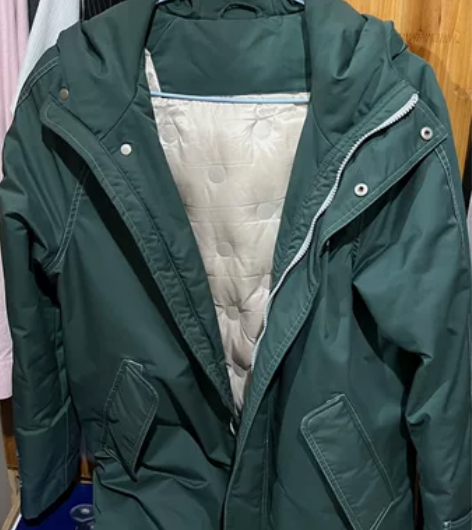 男士羽绒服，中长款，绿色，尺码M(170/...