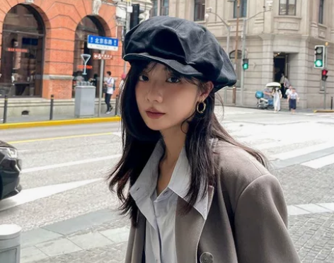 韩版大版八角帽子女日系复古音乐节出游贝雷帽...