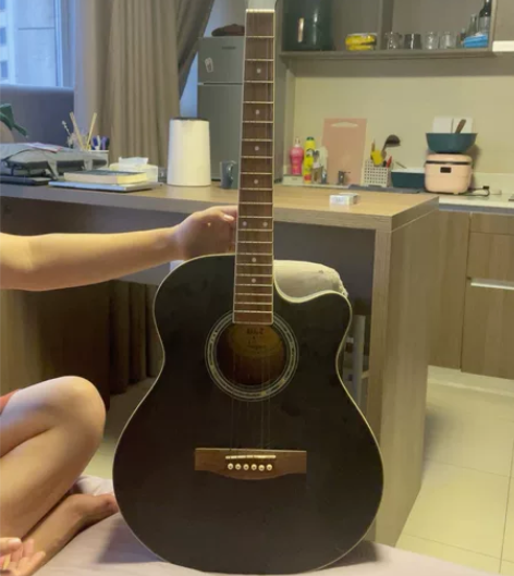 百斯敦原木民谣吉他 40寸亚光黑 跨省搬家...