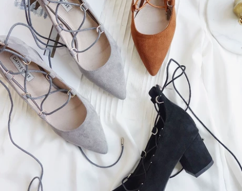 与格韩版尖头交叉绑带粗跟系带跟鞋单鞋 灰色...