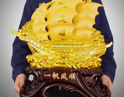 一帆风顺船帆船摆件客厅酒柜装饰乔迁新居办公...