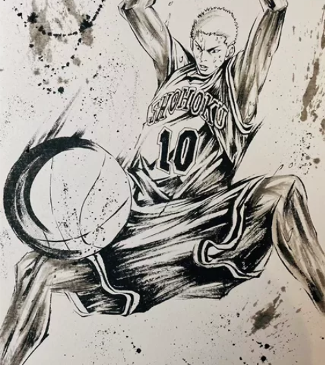 灌篮高手樱木花道，纯手工水墨画手绘 100...
