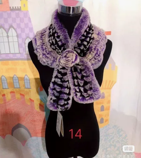 全新獭兔皮编织围巾； 颜色花型如图片:实物...