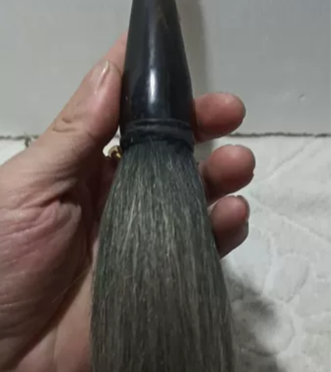 民国老牛角毛笔，纯羊毫京抓二号大斗笔，角质...