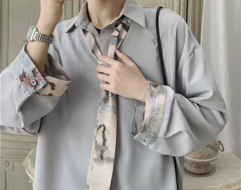 日系坠感网红男港风in衬衫韩版潮流男装一套...