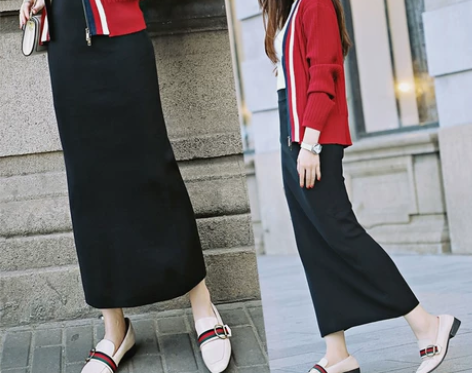 半身长裙女秋冬裙子一步裙新款高腰显瘦针织包...