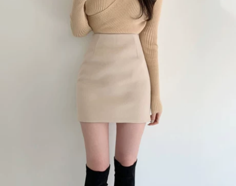 短裙半身裙毛呢女秋冬蓝色紧身包臀裙高腰显瘦...