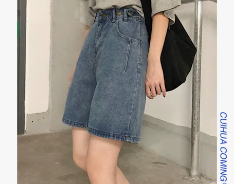 夏季2020新款牛仔五分裤女宽松直筒高腰中...