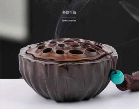 熏香炉 盘香熏香禅意创意莲蓬沉香炉家用 木...