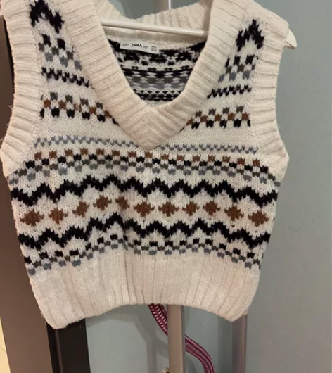 ZARA 正品国内 女士提花针织拼接背心 ...