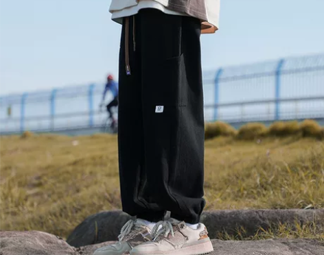 日系工装裤男女春秋新款潮牌复古机能束脚裤宽...