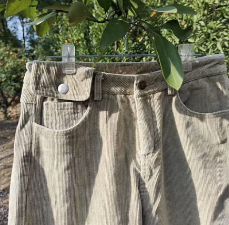 小个子加绒休闲裤 标准M码 卡其色灯芯绒面...