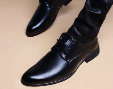 男士休闲皮鞋英伦商务系带加绒男鞋子青年正装...