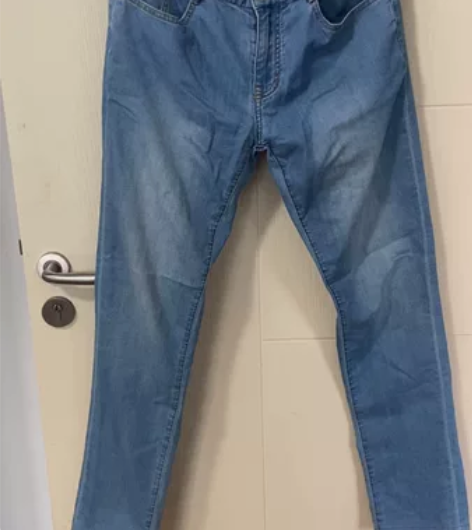 与狼共舞牛仔裤32码九成新男士修身浅色直筒...