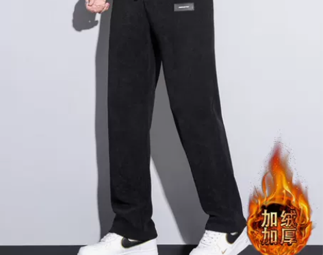 ECQ冬季保暖博奥绒休闲裤男士宽松阔腿直筒...